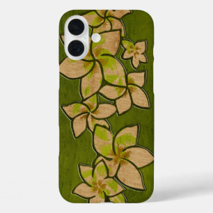 Melia Hawaiian Plumeria Imitats Wood Green iPhone 16 Plus Hülle