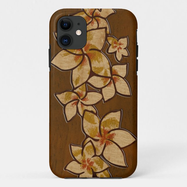 Meliahawaiisches Plumeria-Imitat hölzerner iPhone Case-Mate iPhone Hülle (Rückseite)