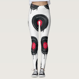 Melierte Vinyl-Platten, künstlerisches Muster. Leggings