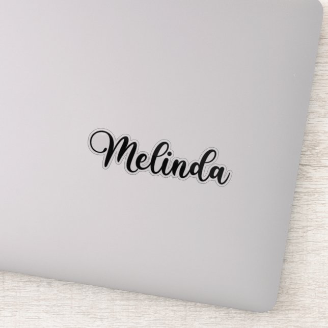 Melinda Name - Handgeschriebene Kalligrafie Aufkleber (Detail)
