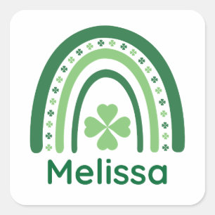 Melissa Name Clover Boho Regenbogen Quadratischer Aufkleber