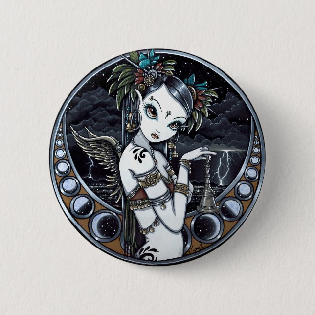 "Melita" Goth Stammes- Fusions-Tänzer Pinback Button (Vorderseite)