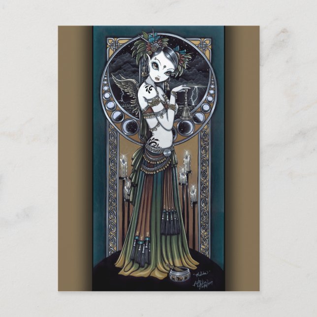 "Melita" Goth Tribal Fusion Storm Angel Postkarte (Vorderseite)