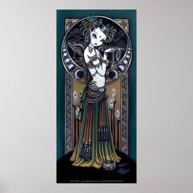 "Melita" Gothic Tribal Fusion Dancer Art Poster (Vorne)