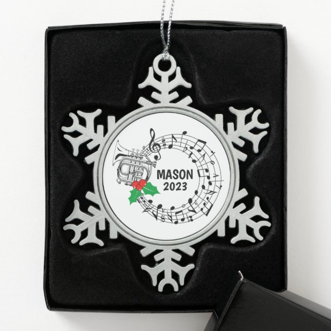 Mellophone Marching Band Weihnachtsschmuck Schneeflocken Zinn-Ornament (Box)