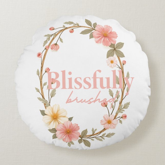 Mellow Blooms Rundes Kissen (Vorderseite)