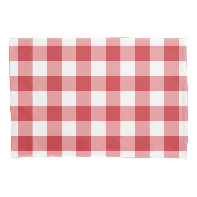 Mellow Classic Gingham - red white check plaid. Kissenbezug (Vorderseite)