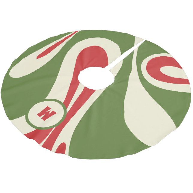 Mellow Flow Trippy Abstraktes Xmas Muster Initial Polyester Weihnachtsbaumdecke (Schrägansicht)