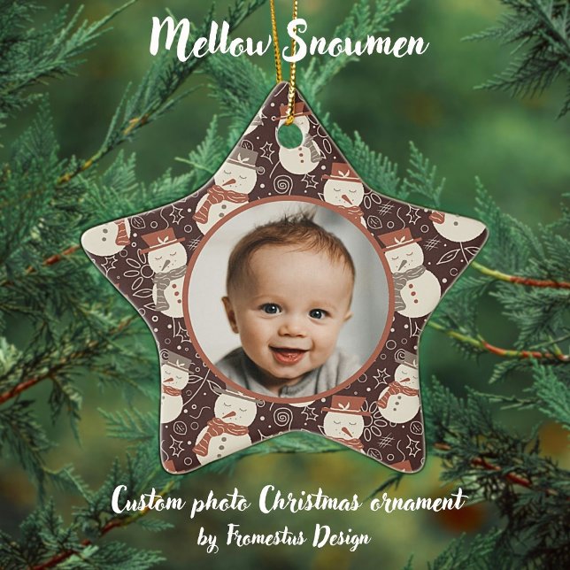 Mellow Snowmen - First Christmas photo custom. Keramik Ornament (Von Creator hochgeladen)