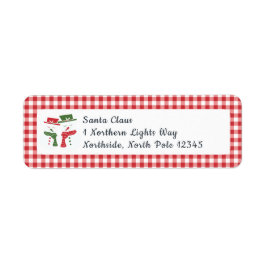 Mellow Snowmen Gingham - classic red white check.