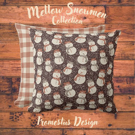 Mellow Snowmen - Weihnachts Muster amaro rot. Kissen