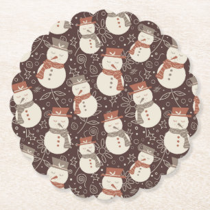 Mellow Snowmen - Weihnachts Muster amaro rot. Untersetzer