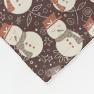 Mellow Snowmen - Weihnachtsmuster amaro rot. Fleecedecke