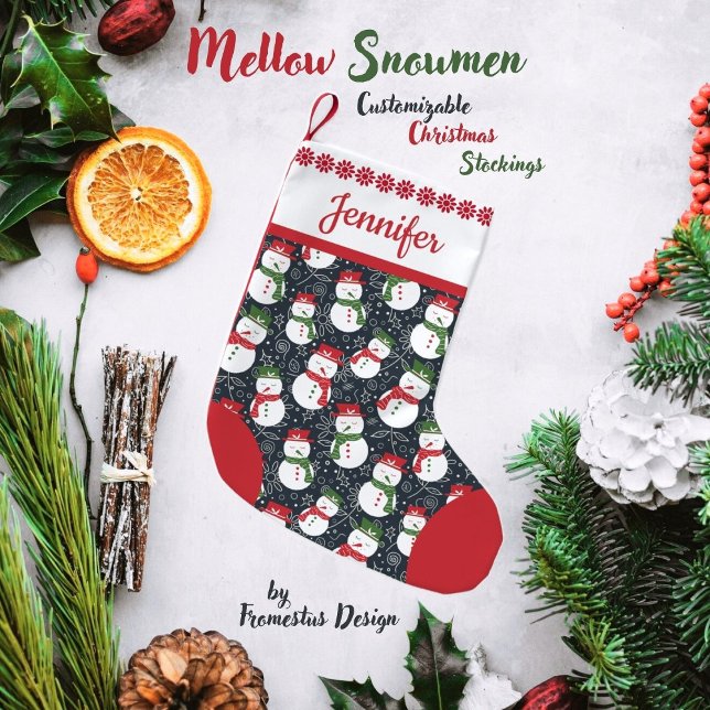 Mellow Snowmen - Xmas red and green customizable. Kleiner Weihnachtsstrumpf (Von Creator hochgeladen)