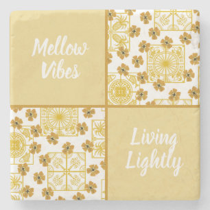Mellow vibes lebend leicht Sommerthema Steinuntersetzer