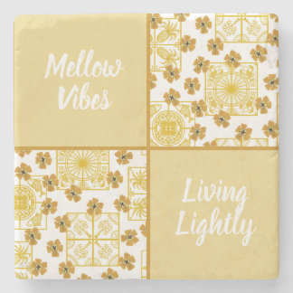 Mellow vibes lebend leicht Sommerthema Steinuntersetzer