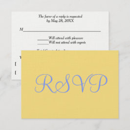 Mellow Yellow Blue Wedding RSVP Karte