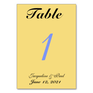 Mellow Yellow Blue Wedding Table No. Cards Tischnummer