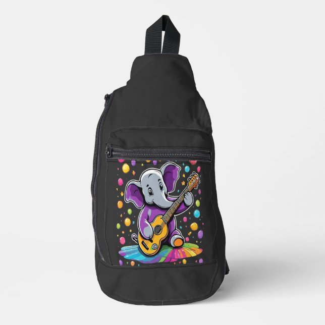Melodic Elephant: Eine musikalische Birthda Crossbody Bag (Vorderseite)