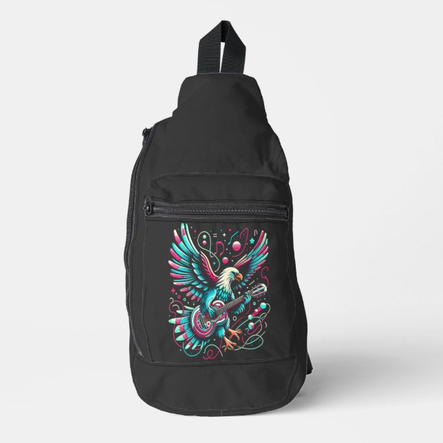 Melodic Flügel: Adler Strumming Gitarre Crossbody Bag (Vorderseite)