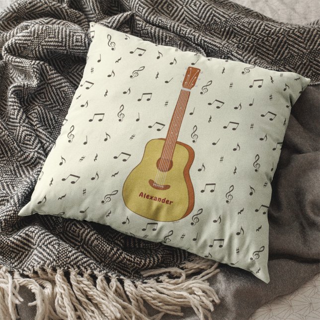 Melodic Guitarist Musiknote Design Kissen (Guitar With Music Notes Personalized Throw Pillow)