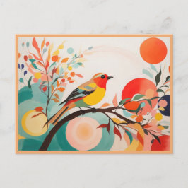Melodic Harmony, Abstrakter Songbird am Baumzweig Postkarte
