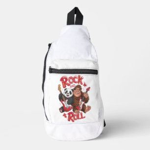 Melodic Harmony: Bigfoot und Panda Bären Crossbody Bag