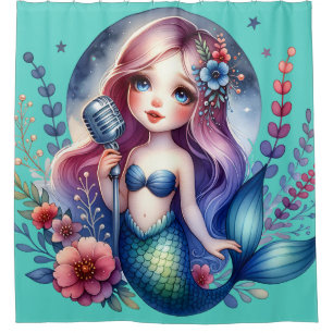 "Melodic Mermaid Serenade" Duschvorhang