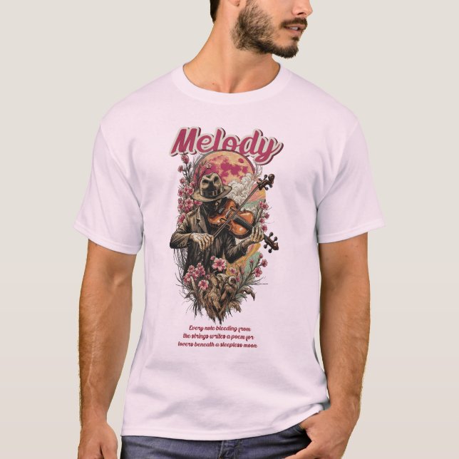 Melodie des schlaflosen Mondes Künstlerische Violi T-Shirt (Vorderseite)