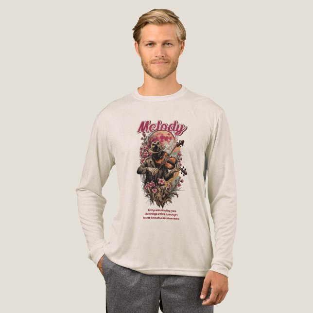 Melodie des schlaflosen Mondes Künstlerische Violi Tri-Blend Shirt (Volle Vorderseite)