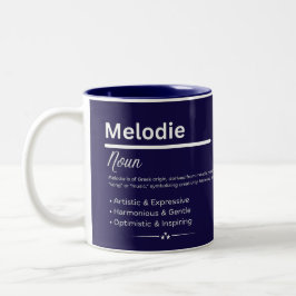 Melodie, Girl Personalized Name Definition Mug Zweifarbige Tasse