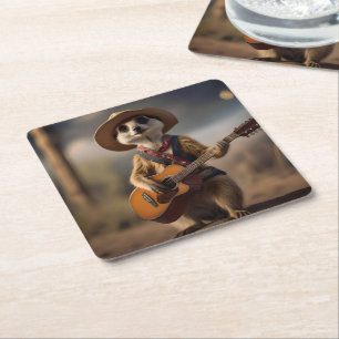 Melodien der Savanna A Meerkat Guitar Serenade, Rechteckiger Pappuntersetzer