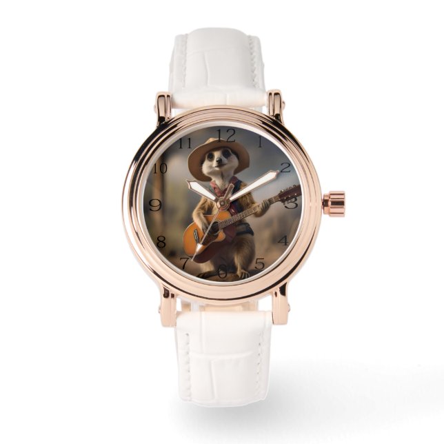 Melodien der Savanna: Meerkat Guitar Serenade, Armbanduhr (Vorderseite)