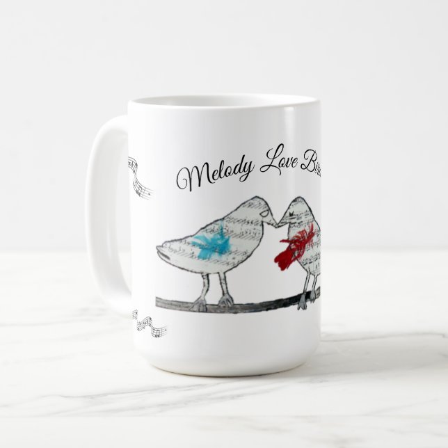 Melodien-Liebe-Vögel - musikalische Anmerkungen Kaffeetasse (Vorderseite Links)