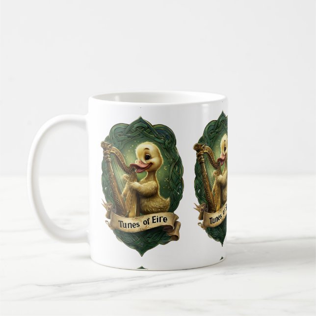 Melodien of the Éire" Celtic Duck Playing a Harp Kaffeetasse (Links)