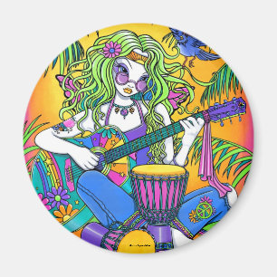 "Melodien-" Regenbogen-Gitarrehippie-Fee-Magnet Magnet