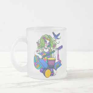 "Melodien-" Regenbogen-Gitarrehippie-feenhafte Mattglastasse