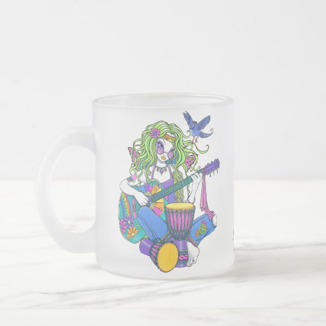 "Melodien-" Regenbogen-Gitarrehippie-feenhafte Mattglastasse (Links)