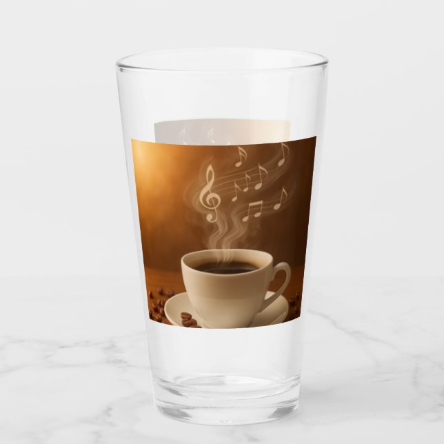 "Melodies in Steam: Musical Coffee Cup Art Mug" Glas (Vorderseite)