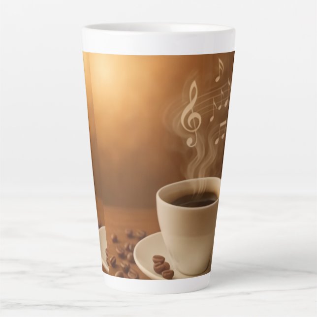 "Melodies in Steam: Musical Coffee Cup Art Mug" Milchtasse (Vorderseite)