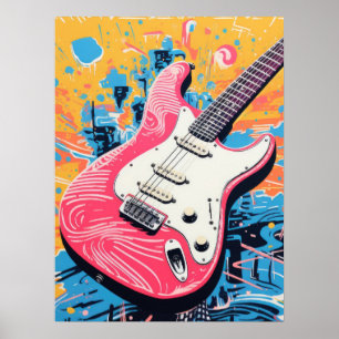 Melodische Harmonie: Die farbenfrohe Gitarre Poster