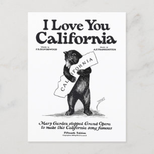 Melodische Kleidung: 'I Love You, California' Vint Postkarte
