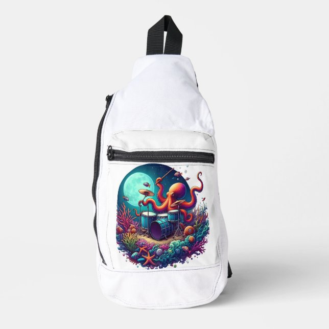 Melodischer Oktopus: Drumming in den Tiefen Crossbody Bag (Vorderseite)