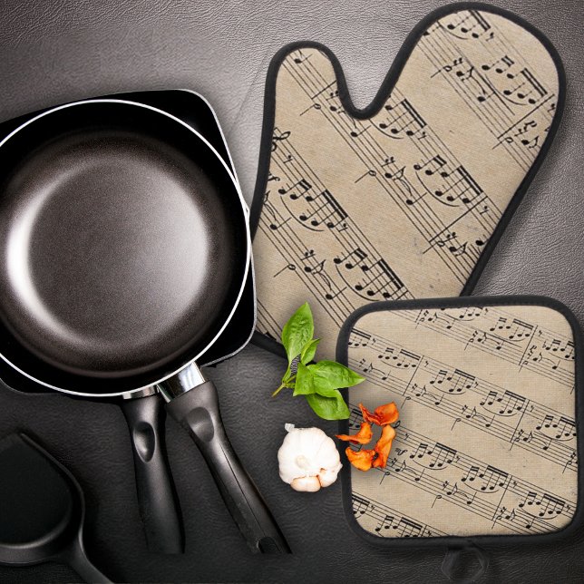 Melodisches Küchen-Duo Ofenhandschuh & Topflappen-Set (Von Creator hochgeladen)