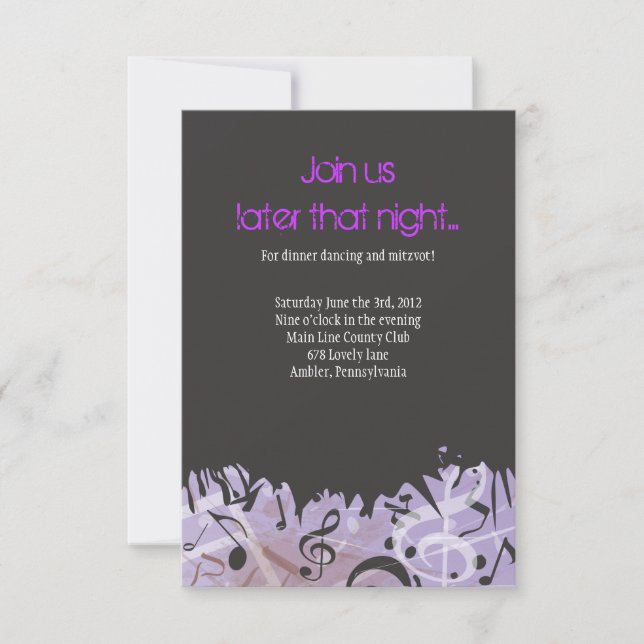 MELODY der TORAH Bar Bat Mitzvah Party Card Einladung (Vorderseite)