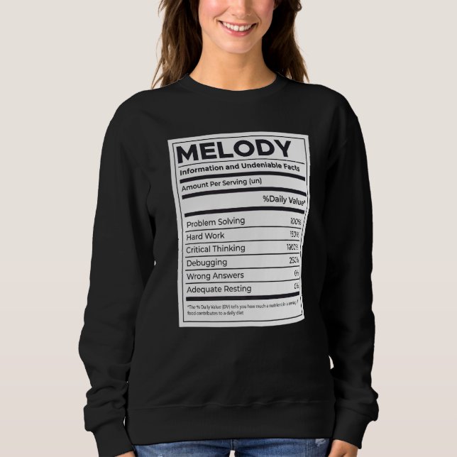 Melody-Ernährungsinformation Problem lösen Sweatshirt (Vorderseite)