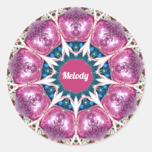 MELODY ~ Helles Abstraktes Muster ~ Personalisiert Runder Aufkleber