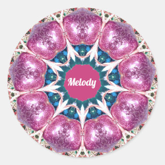 MELODY ~ Helles Abstraktes Muster ~ Personalisiert Runder Aufkleber