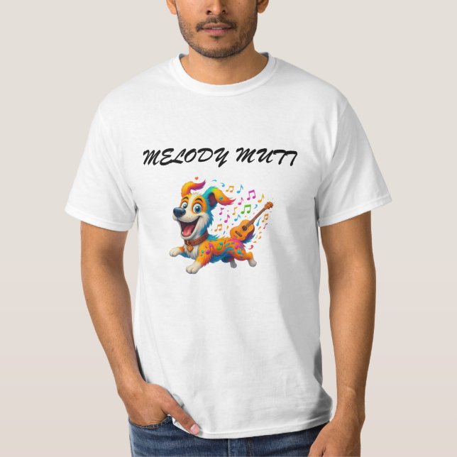 Melody Mutt" T-Shirt - Whimsical Musical Dog Desig (Vorderseite)