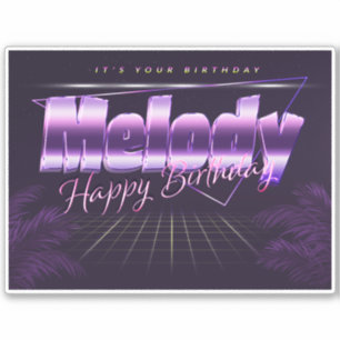 Melody Nom Prénom Lila retro Sticker